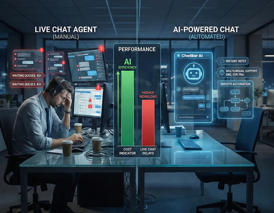AI Chat vs Live Chat Why ChatBar AI Is the Smarter Choice